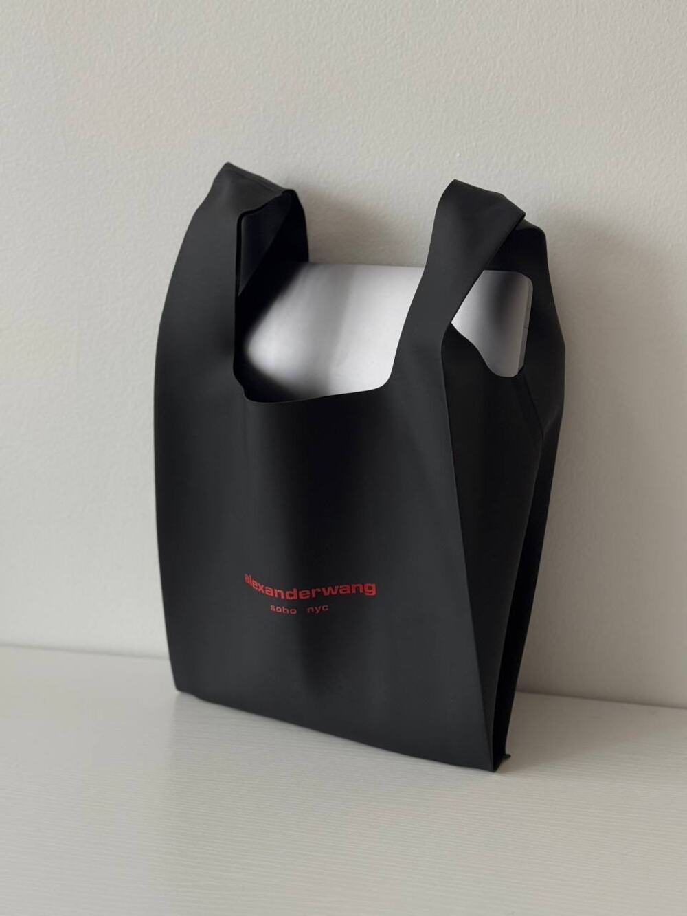 Alexander Wang Soho NYC Matte Black Rubber Shopping Bag